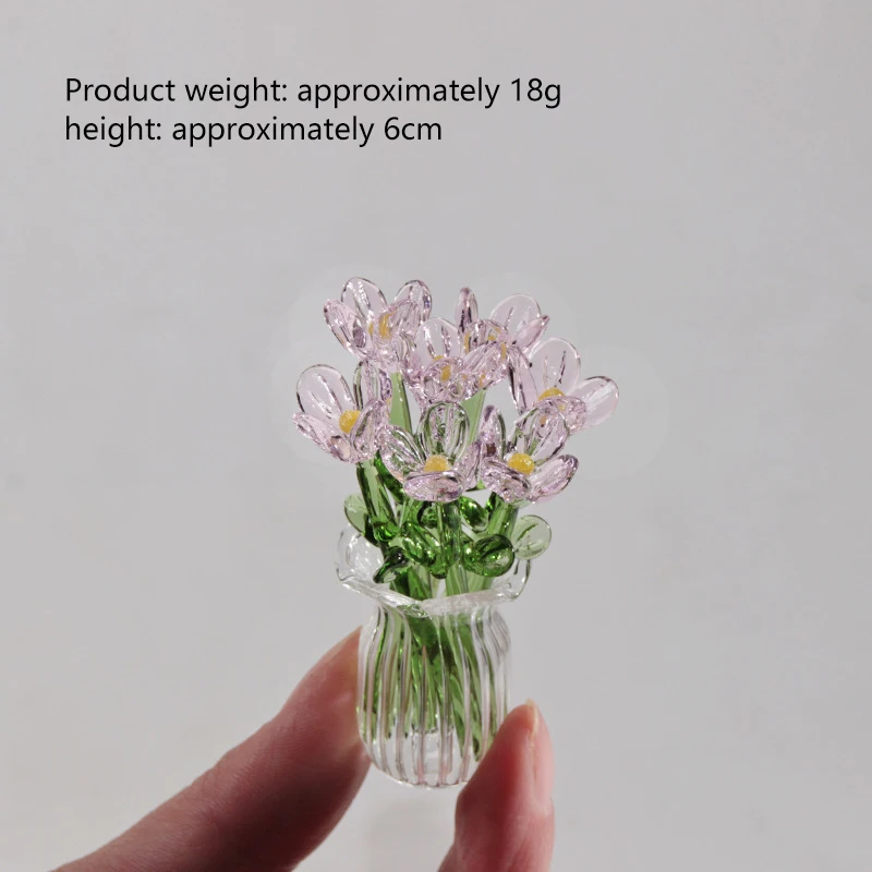 Handgemaakte glazen kleine bloemen, glazen simulatieboeket, verse bloemarrangement, eeuwigdurende bloemdecoratie voor op het bureau