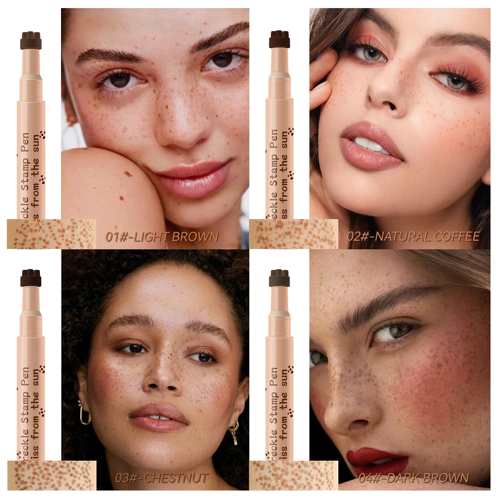 Freckle Stamp Pen, Waterproof Long‑Wearing, 3D Simulation Tip, Create Natural Sun‑Kissed Freckle Makeup, Easy For Beginners