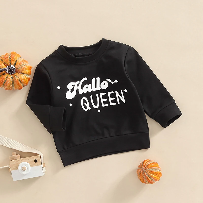 

Toddler Girls Halloween Sweatshirts with Cute Pumpkin Print Round Neck Long Sleeve Pullovers for Fall Fashion Casual Tops