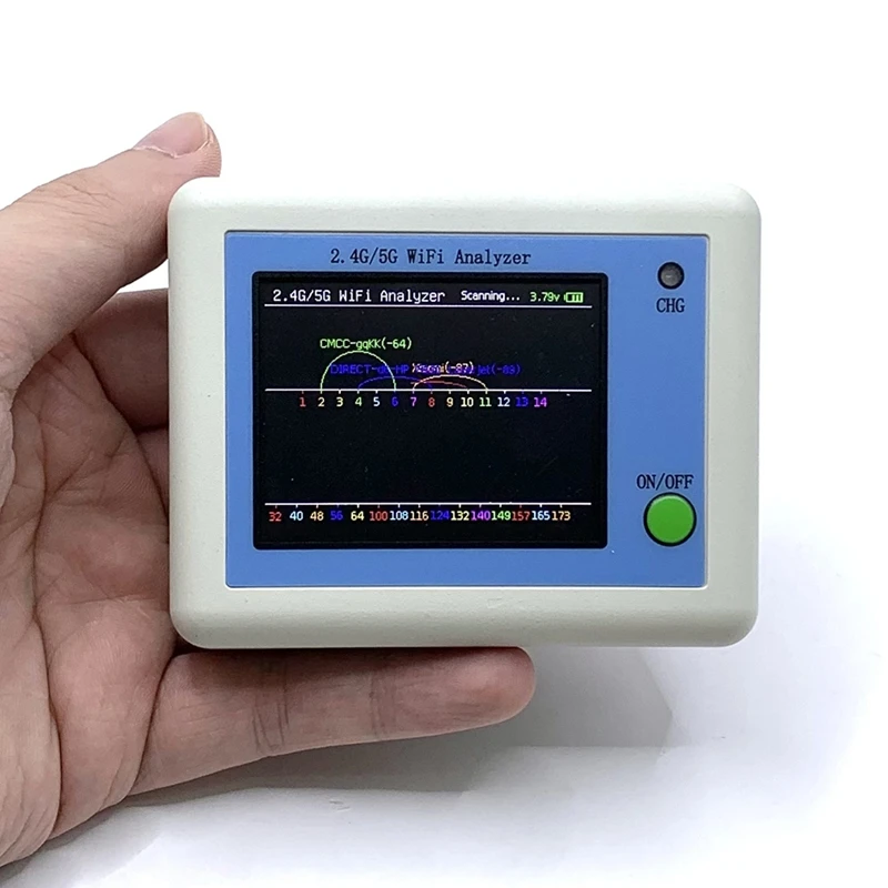Сканер сигнала Wi-Fi 2,4G/5G Анализатор использования сигнала Wi-Fi Помощник управления маршрутизатором с цветным дисплеем 2,4 дюйма
