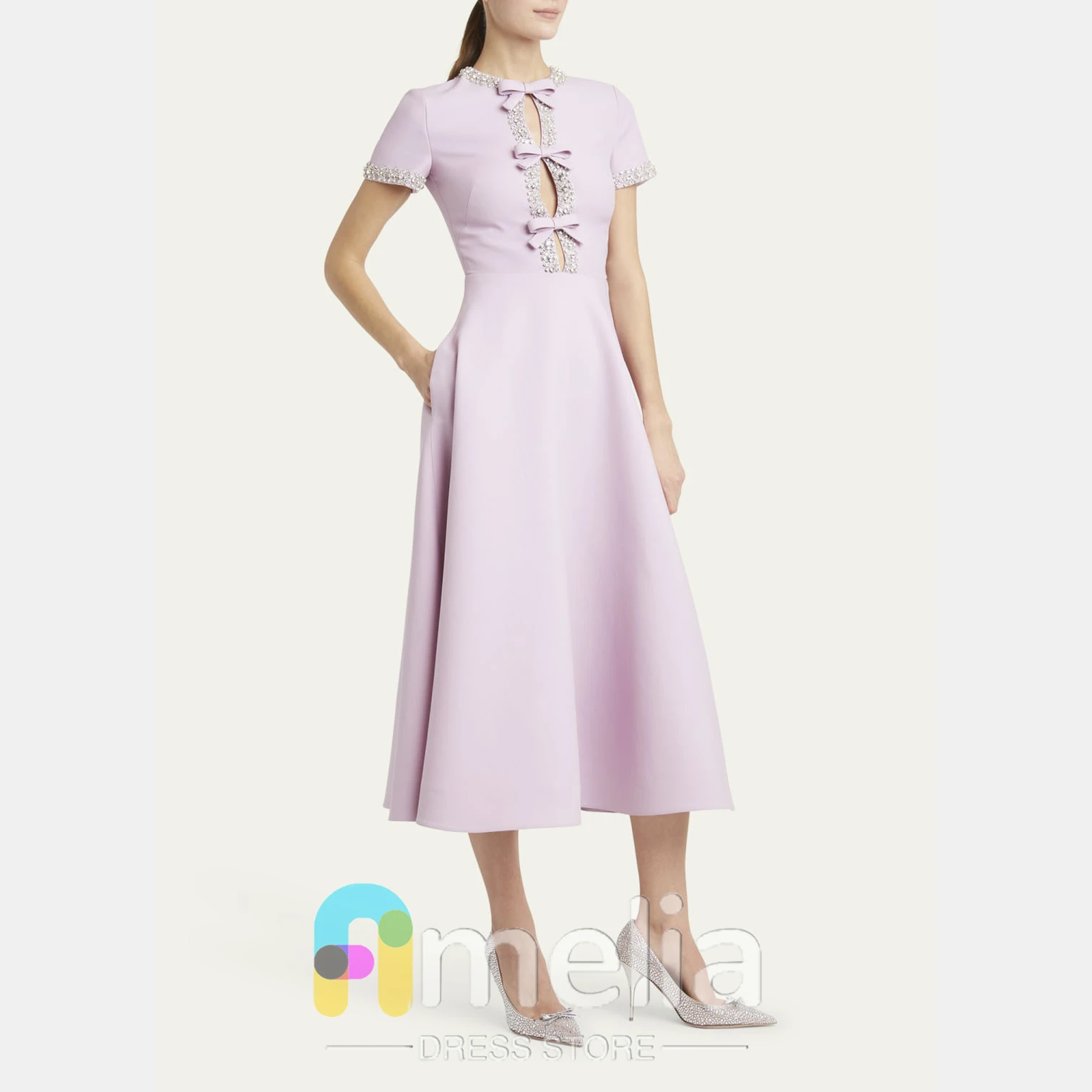 

Amelia Dubai Evening Dresses A-Line With Dirlls Prom Dressws Tea Length Evening Elegant Formal Party Dress For Women2024