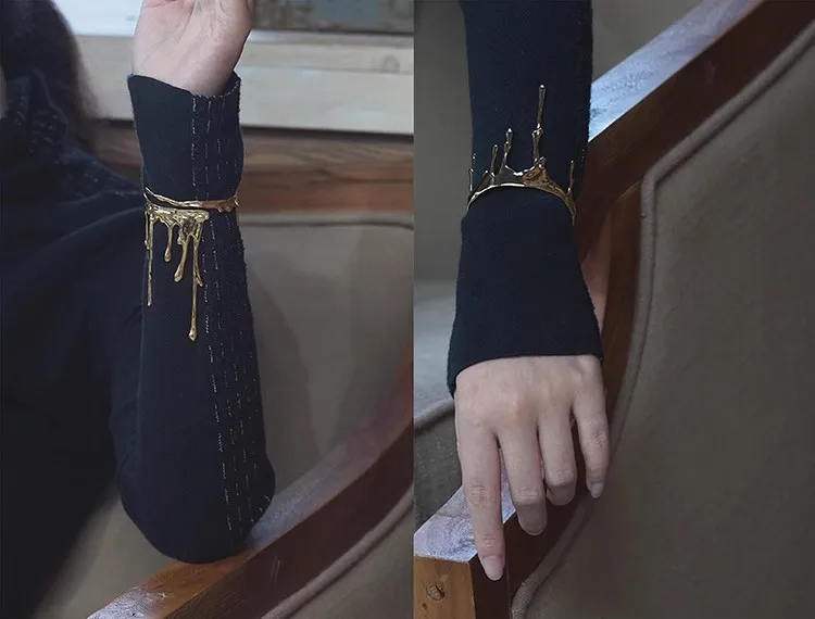 Fashion Irregular Liquid Metals Arm Cuff Bracelet Bangle for Women Unique Design Bangle Y2K Jewelry Accessories Gifts