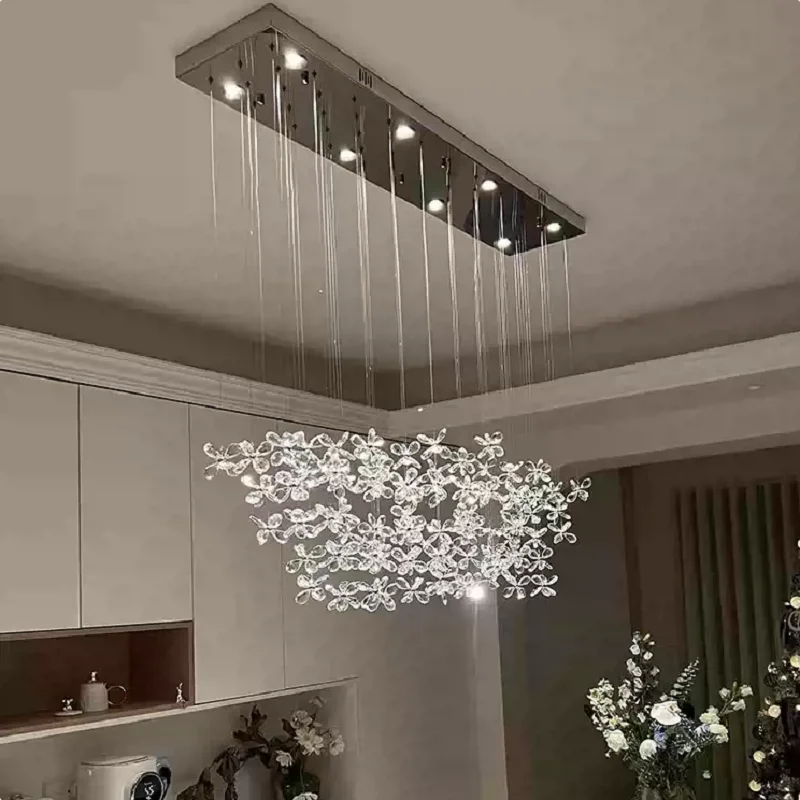 

Modern crystal chandeliers Butterfly Flowers fixture Restaurant luxury designer Island decorative lights