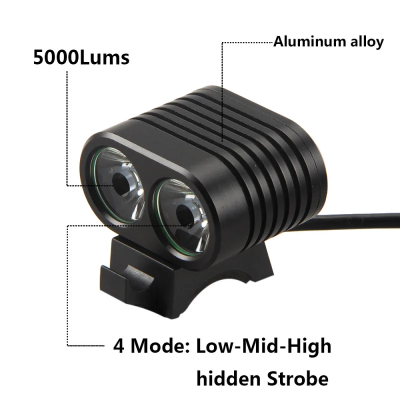 8000LM 2x L2 LED Bicycle Front Light Bike Flashlight Headlamp with Rechargeable 4 X 8650 Battery Bicycle Headlight Accessries