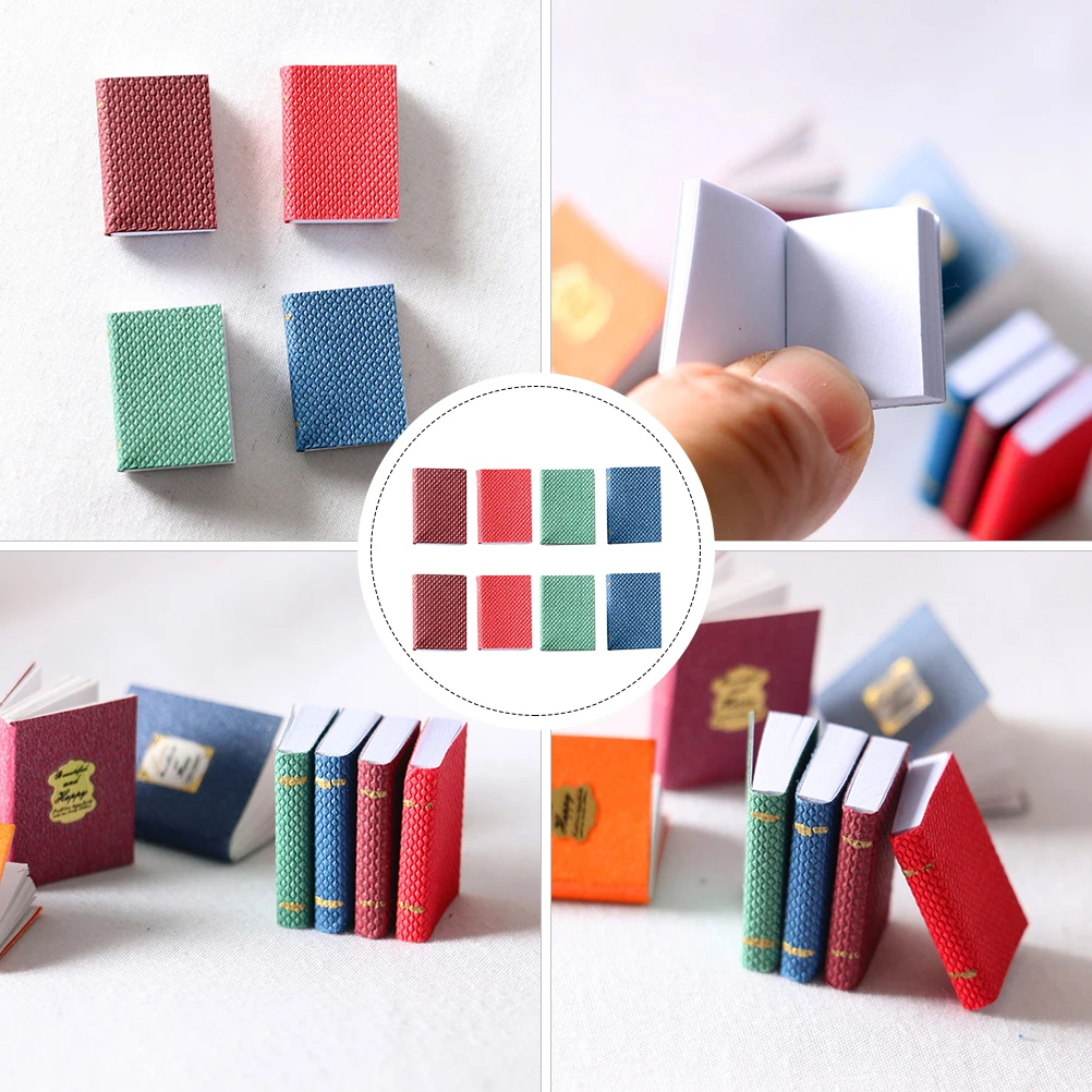8 Pcs Mini Books Photo naments Small House Decorations Accessory Furniture Paper Craft Model Miniature Scene Props