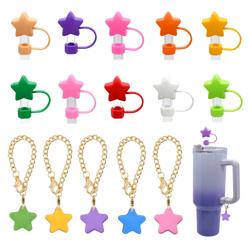 

Cartoon Cute 3D Color Pentagram 10mm Dust Plug Straw Hat Creative DIY Water Cup Accessories Children's Gift Sweet and Fresh Toy