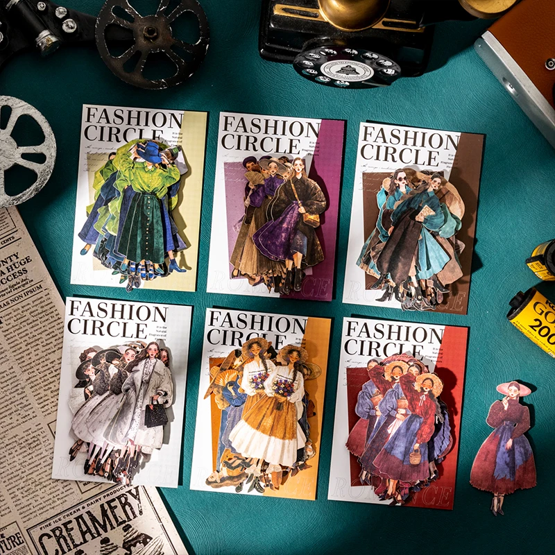 

12 упаковок/лот, ретро модная круглая серия, милая ретро декоративная бумажная наклейка