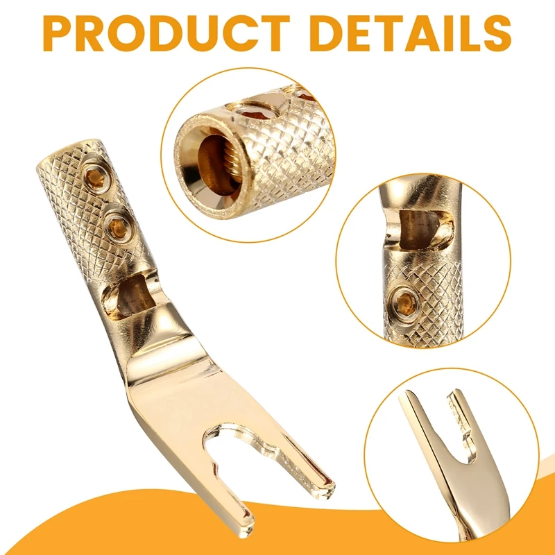 4PCS Pure Copper Y Spade Connector Plug Fork Connectors Plug Loudspeaker Cable Connector Plug