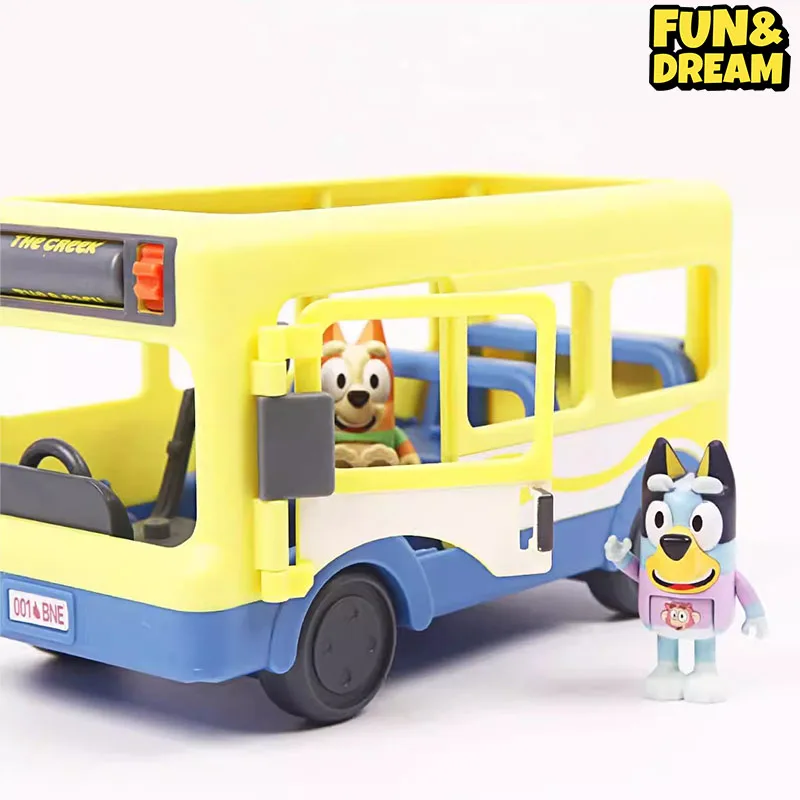 The Bluey Family And Friends Cute Bluey Dolls Movable Table Ornaments Children'S Toys School Bus Ornaments Birthday Present