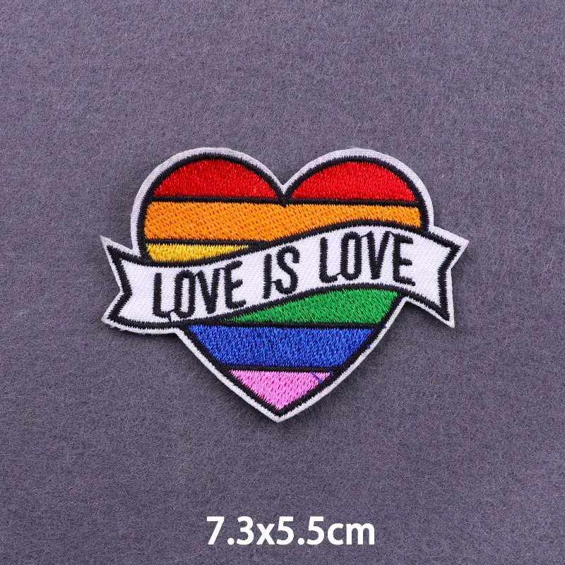 Gay Patch Love And Peace Embroidery Iron On Patches For Clothing Heart Shaped Ironing Stickers DIY Fusible Clothes Patch Badges