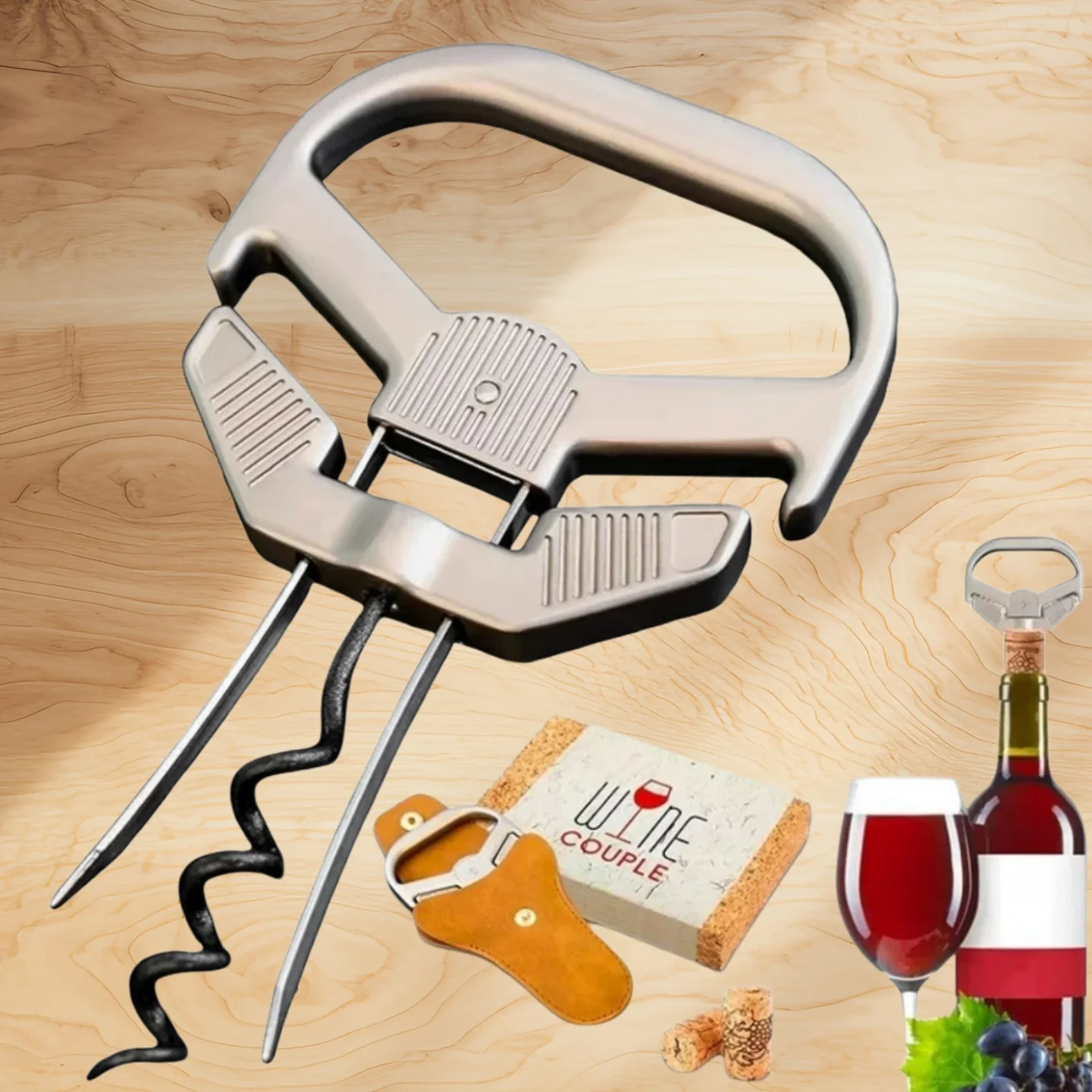

Гладкий стильный штопор для вина с двумя зубцами для удаления пожилых и хрупких винных пробок. Двусторонний съемник для пробки. Старый винтажный штопор для вина Ah So.