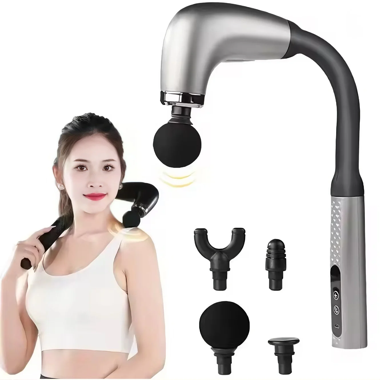 

New Smart Fascia Gun Electric Massager Massage Hammer Electric Fascia Gun Home Handheld Hammer Back Artifact Christmas Gift