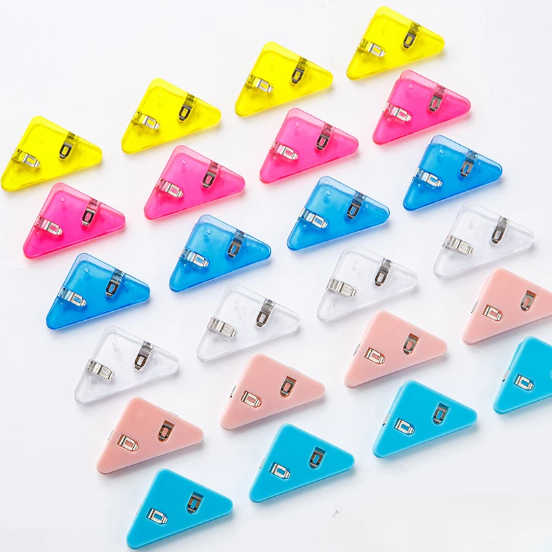 4PCS Triangle Corner Clips - Multicolor Paper Organizer for Office/Student Desk, A4 Binding Clips Set with Anti-Slip
