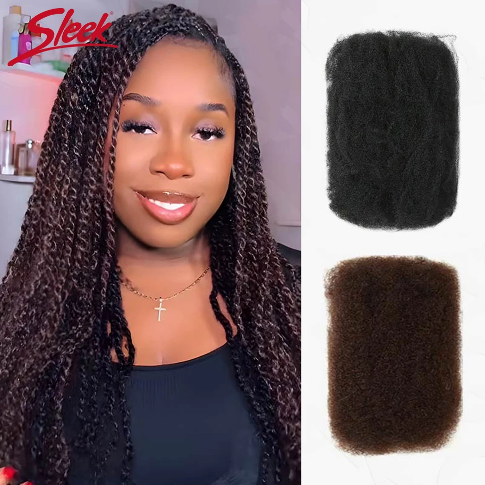 Sleek Remy Afro Curly Bulk Hair For Braiding Brazilian QVR Afro Kinky Curly Human Hair Bulk Natural Brown Color Braids Hair