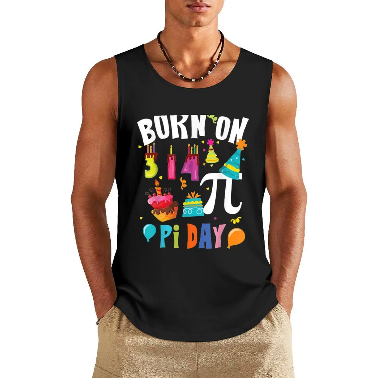Born On March 14 Happy Pi Day Birthday Gift Tank Top Men's sports t-shirt Men gym sportswear sleeveless