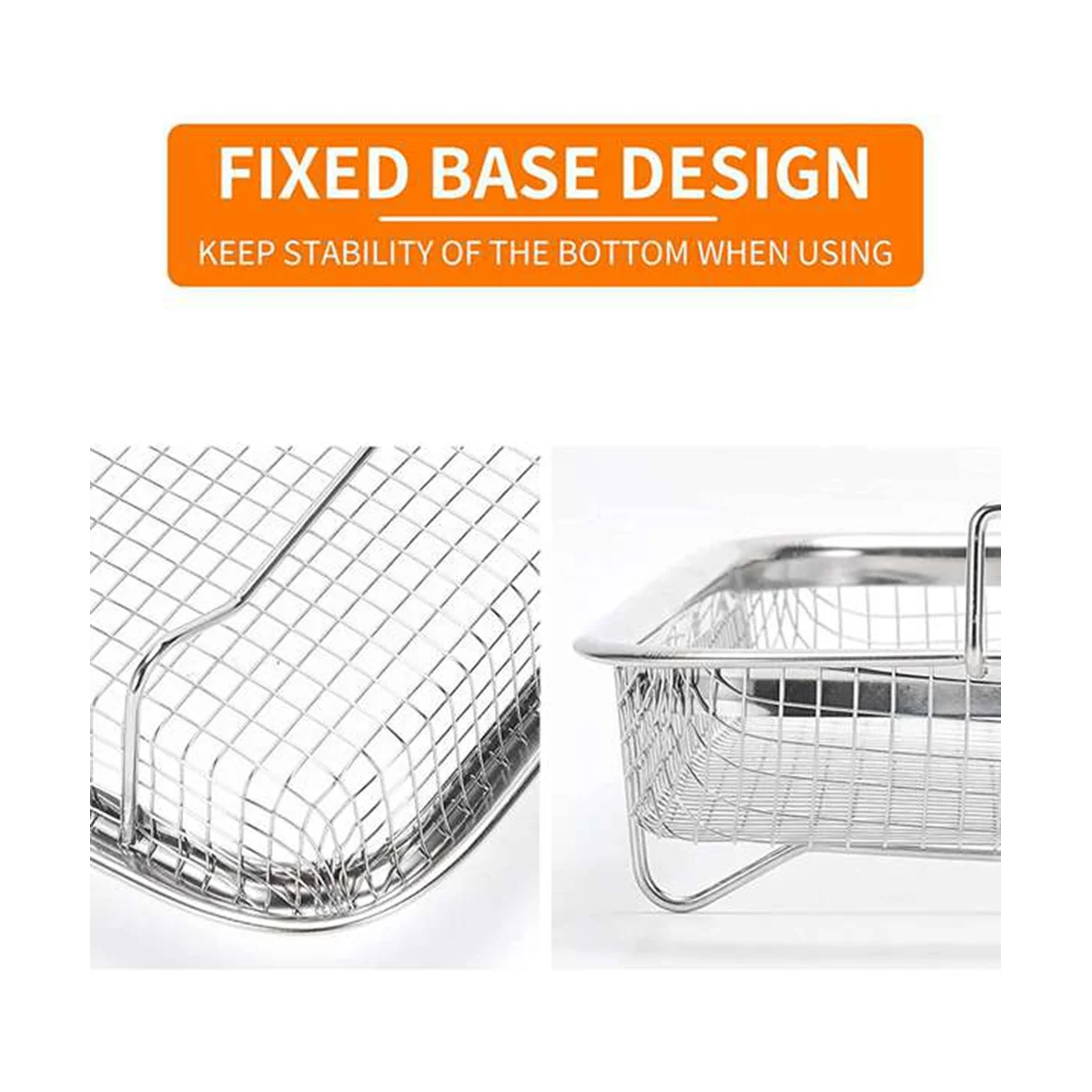 3 Pack Air Fryer Basket for Oven, Stainless Steel Grill Basket Non-Stick Mesh Basket Set, Air Fryer Tray Wire Rack