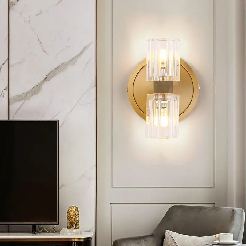 Nordic Creative Glass Crystal Wall Lamps Hotel Parlour Bedroom Background Hallway Creative Headboard Embellish LED Wall Sconces