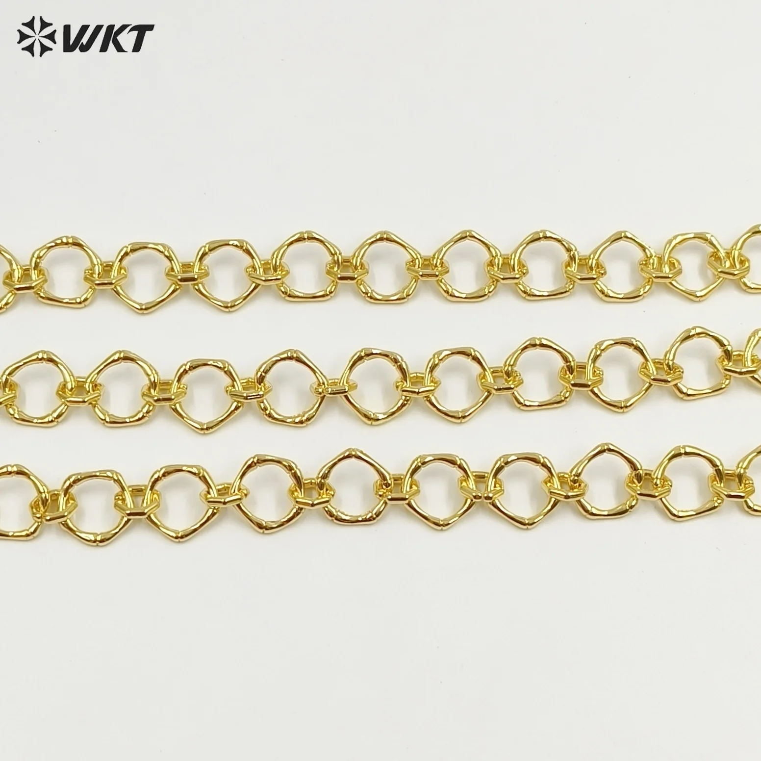 WT-BC251 Wholesale Unique Yellow Brass Chain Geometric Shape With Gold Electroplated 10Meters For Jewelry Necklace Making