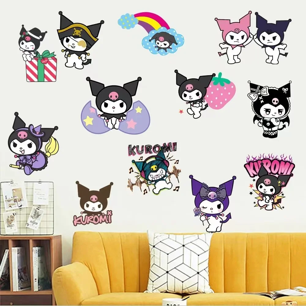 Sanrio Cartoon Kuromi Poster Wall Stickers Bedroom Girl Room Decoration Wall Stickers Kawaii Kuromi Decoration Anime Toy Gift