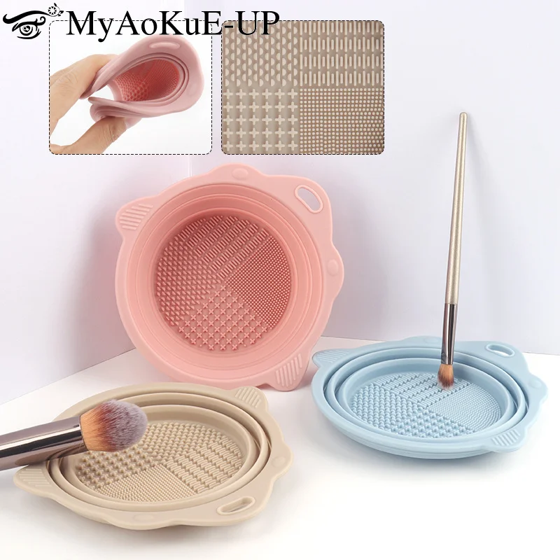 Brosse de Maquillage Pliable en Silicone, Filles à Poudre, Tampon à Récurer, Outil de Nettoyage Multifonctionnel, 1 Pièce