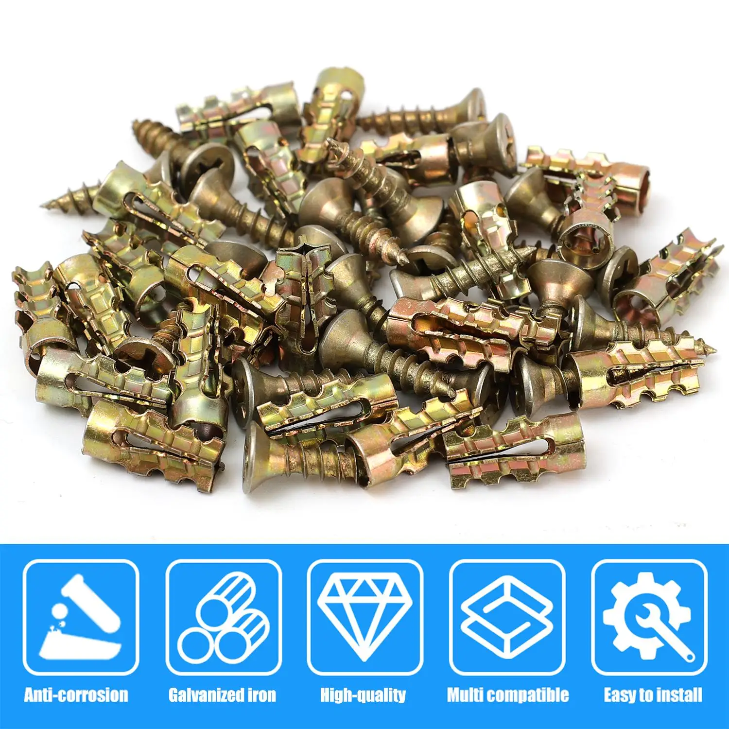 10/500Set Metal Tube Stone Expansion Screws DIY Heavy Duty Wall Anchor Drywall Drilling Plug Fastener Bolt Self Tapping Screw