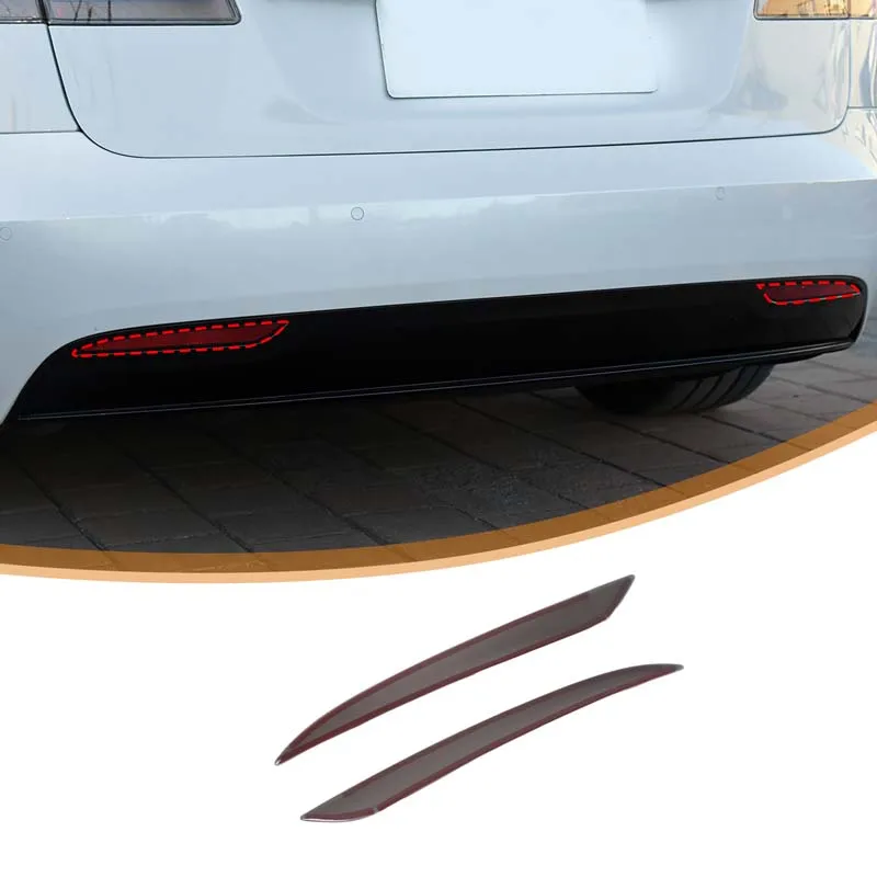 Para tesla modelo s 2017-2024 abs enegrecido carro traseiro luz de nevoeiro capa decorativa acessórios do carro