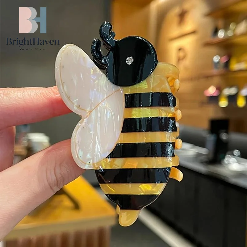 Cartoon Hair Claw For Women Cute Bee Ball Shape Shark Hair Gripper Claw Creative Acrylic Animal Hair Clip Girls Hair Accessories view 2