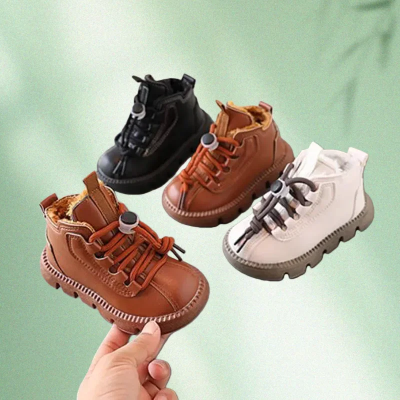 

Новая зимняя детская хлопковая обувь, утепленные зимние сапоги для мальчиков, однотонные нескользящие студенческие сапоги для маленьких девочек на открытом воздухе