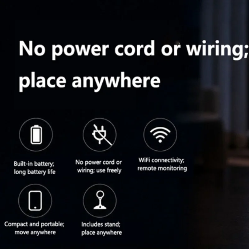 Mini Wireless Security Camera with Bracket HD WiFi Home Smart Outdoor Camera White Remote Phone Monitoring Long Battery Life