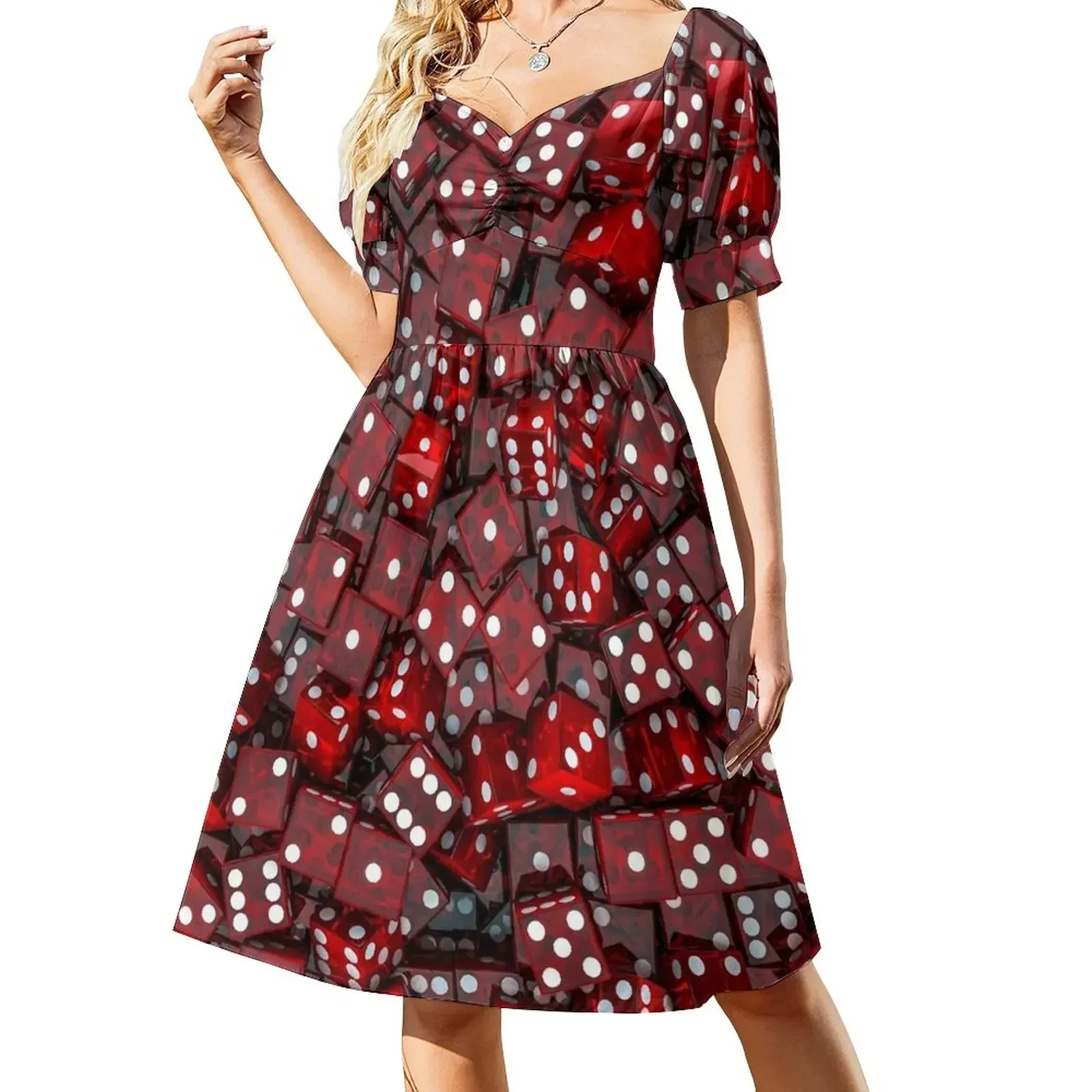 

Red dice Short-Sleeved Dress summer dresses womens 2025 women's clothing summer 2025 novelties