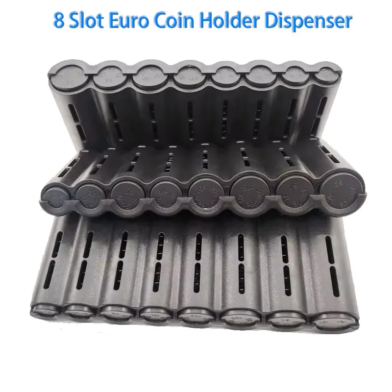 

8 Slots Euro Coins Dispenser Coin Holder Sorter Collector With Spring Quick Take Waiter Cashier Driver Small Change Safe Box