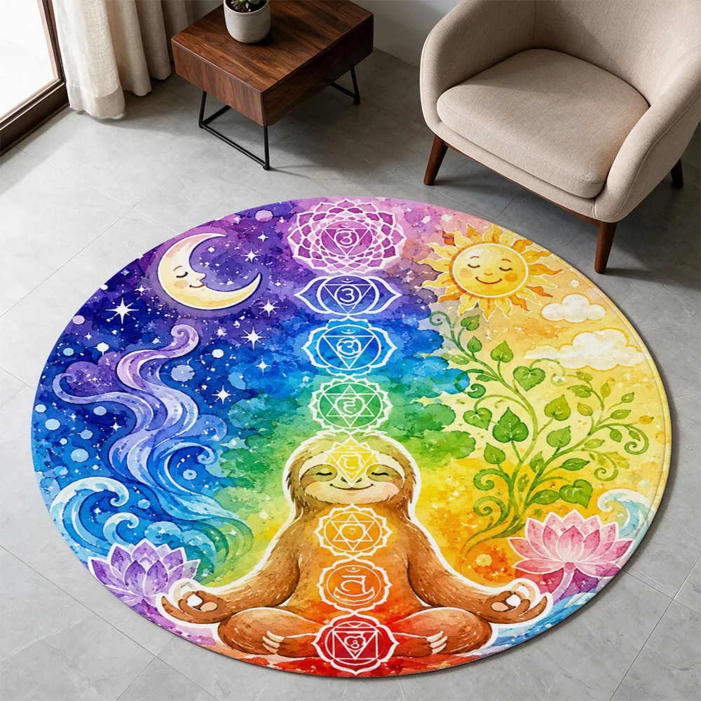 Boho Rainbow Mandala Yoga Mat for Meditation Spiritual Home Decor Astrology Chakra Design Floor Rug