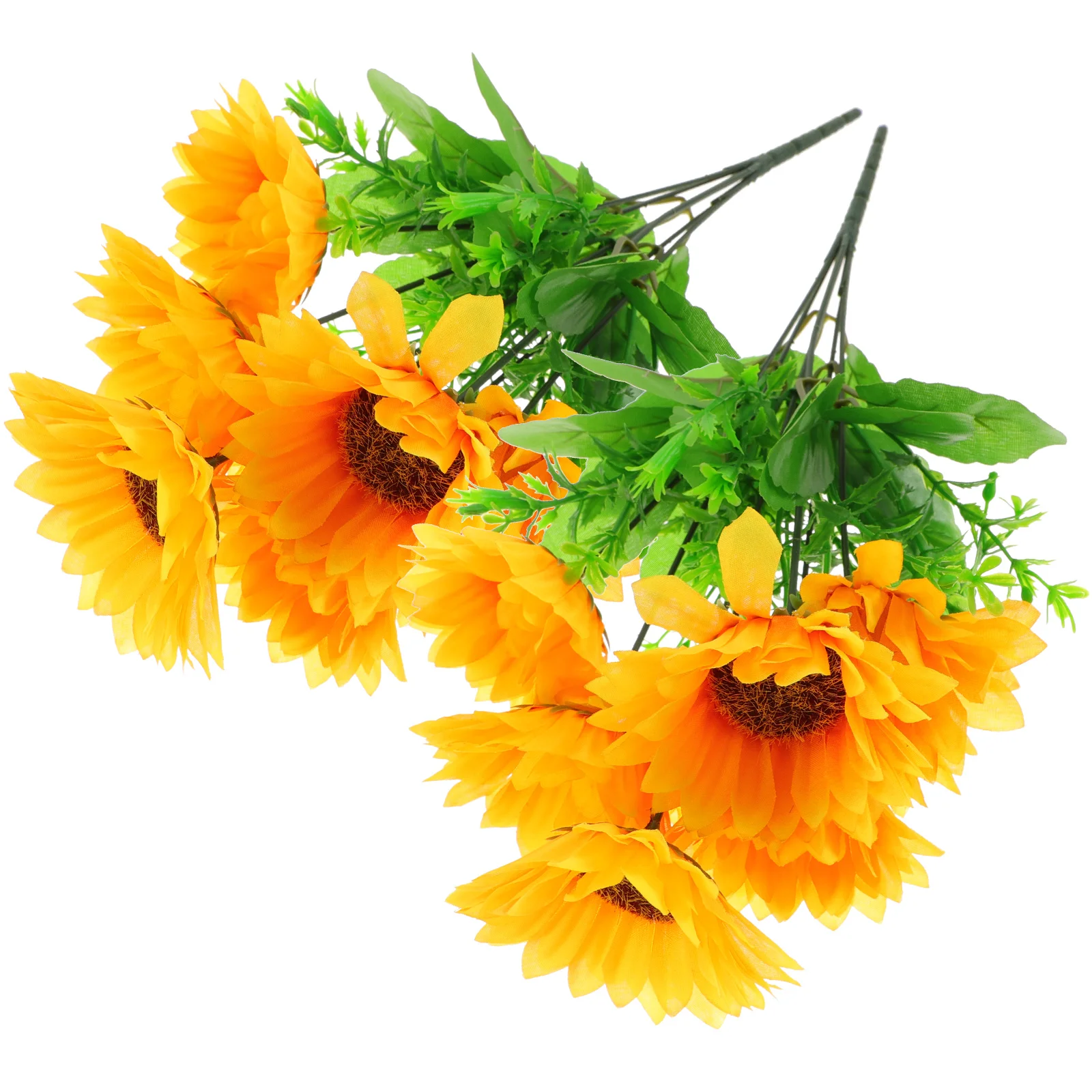 

2pcs Artificial Sunflower Bunches 7-Head Lifelike Floral Bouquet For Home Wedding Party Decoration Yellow Fake Flowers Living