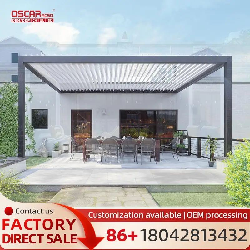 

Waterproof Outdoor Gazebo Shade Roof System Louvered Pergola for Garden Patio Balcony pergola