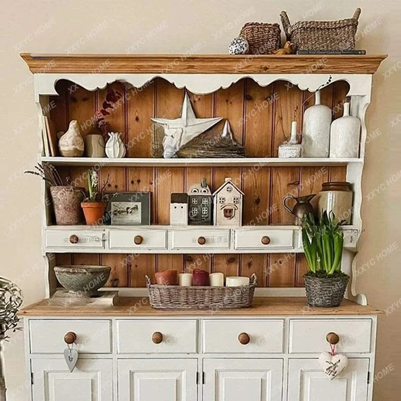 Contrast Color Distressed Bookcase Living Room Simple Atmosphere Storage Cabinet Large Capacity Cabinet