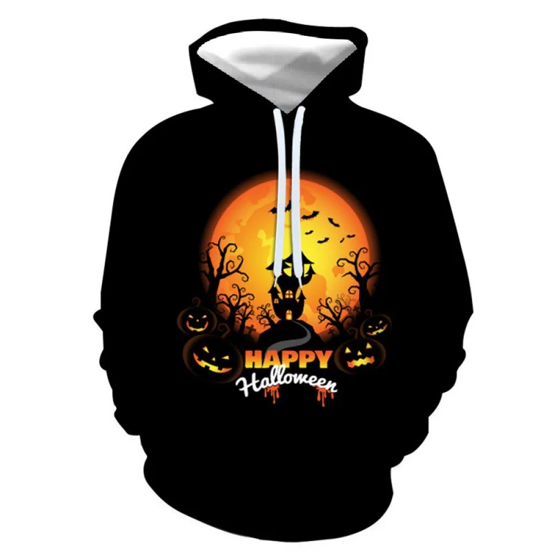 

3D Print Funny Halloween Men's Hoodies Bat Pumpkin Pattern Pullovers Autumn And Winter Casual Sweatshirts Oversized Hooded Tops