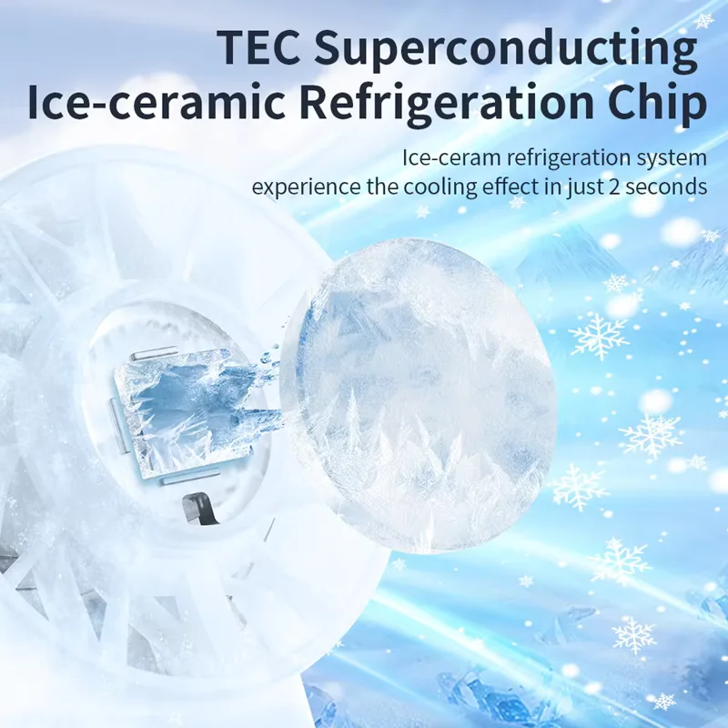 Портативный ручной вентилятор емкостью 5200 мАч с двойным ледяным охлаждением, высокоскоростной перезаряжаемый USB-вентилятор, складная конструкция для внутреннего и наружного использования