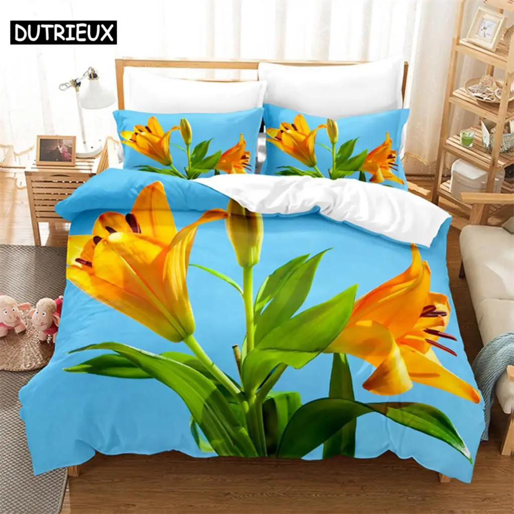 

Digital Printing Yellow Flowers Duvet Cover Set - Stylish Bedding