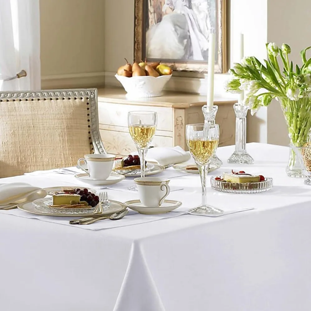 

White Table Clothes for Rectangle Tables, 6 Pack - 90 x 132 Inch - Reusable and Elegant Tablecloths