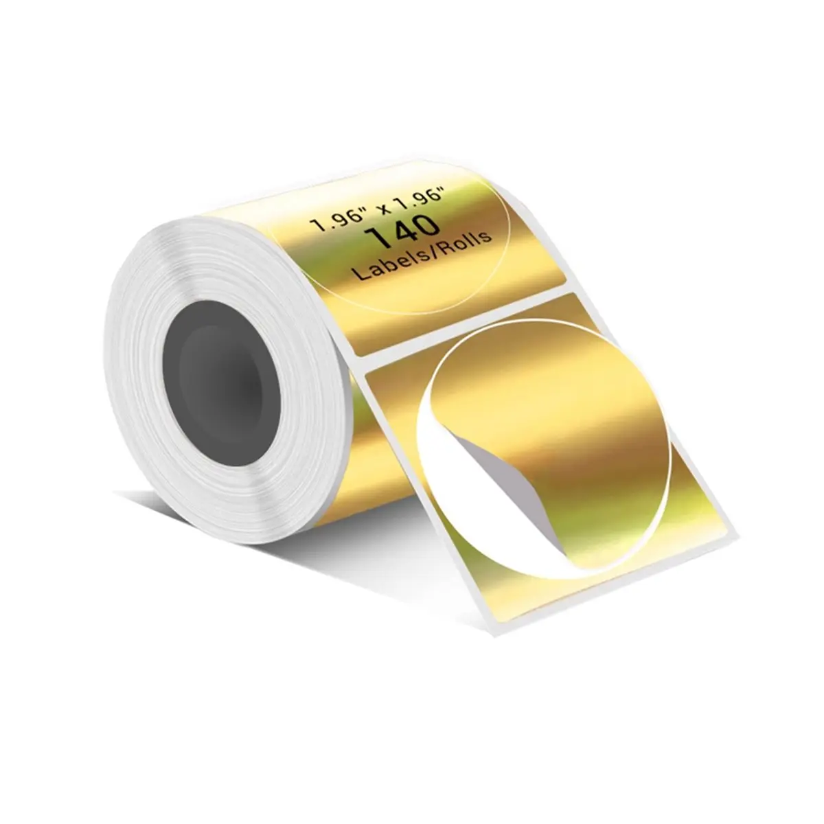 L70A Gold Laser Thermal Labels, Thermal Self-Adhesive Labels Waterproof Printed Barcode Labels Round 50x50mm
