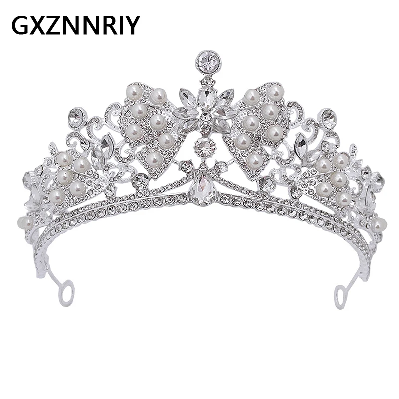 

Rhinestone Pearl Flower Bridal Wedding Crown Silver Color Tiaras and Crowns for Women Hair Jewelry Party Bride Headpiece Gift