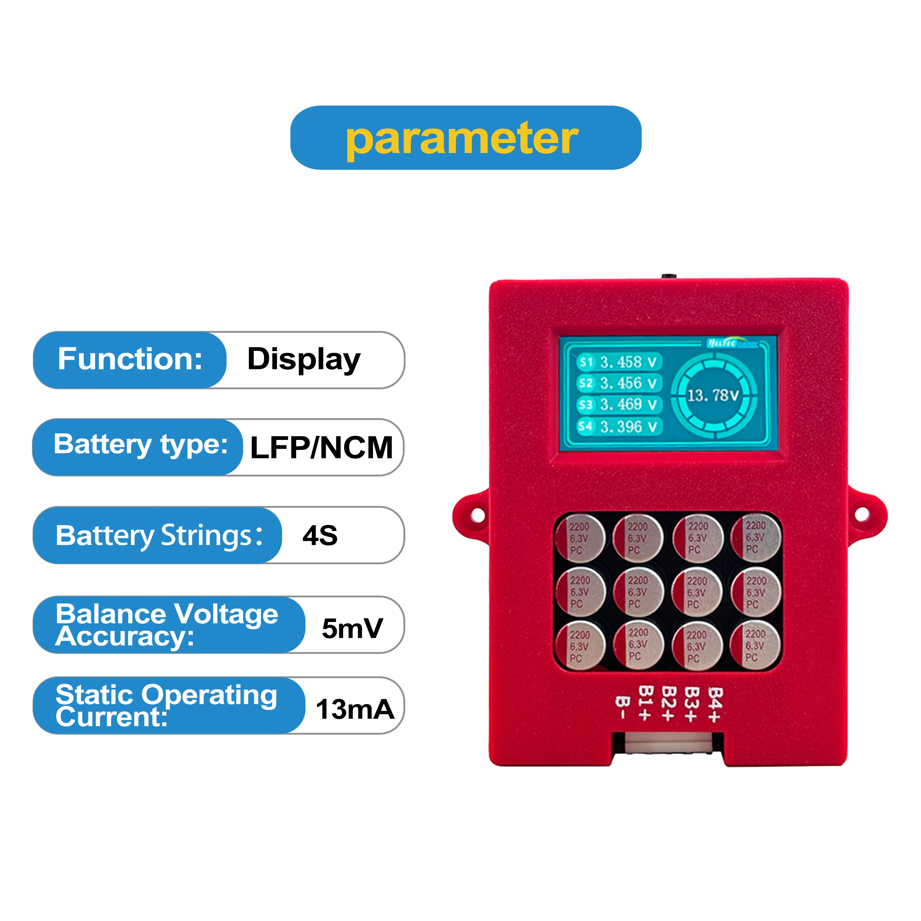 Heltecbms 5A Lipo/LiFePO4 Active Balancer 4S 6S 8S with Voltage Display 12V Lithium Battery Energy Transfer Active Equalizer