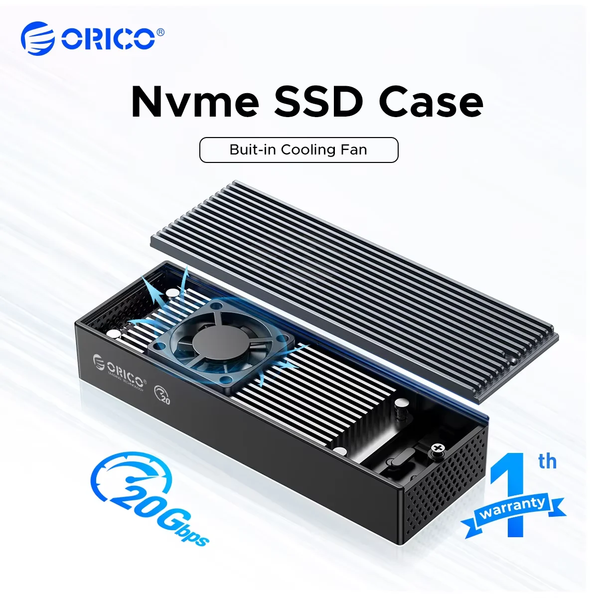 

Корпус ORICO 20 Гбит/с M.2 NVME SSD со встроенным охлаждающим вентилятором Type-C Корпус SSD M2 NVME для M.2 NVME 2230 2242 2260 2280 SSD