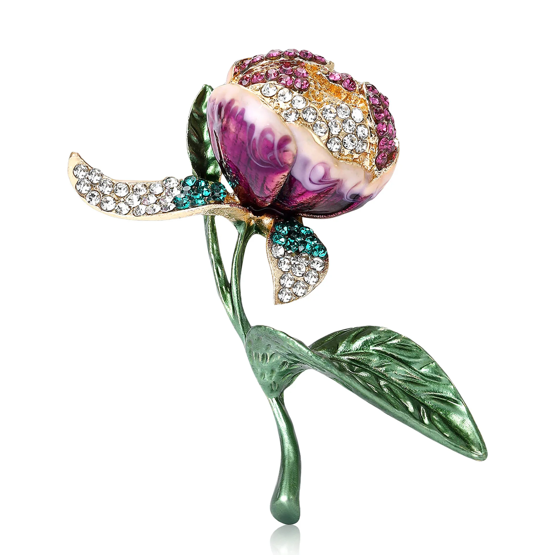 

Fashionable Enamel Rhinestone Tulip Brooch, Universal Floral Pin For Women, Party Event, Party Backpack Decoration