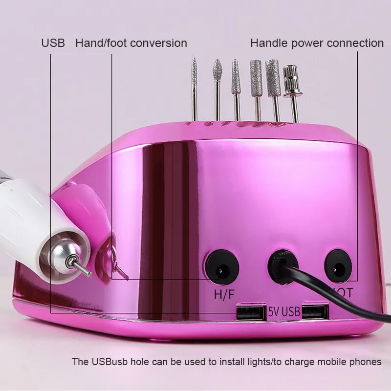 プロの電動ネイルポリッシャー,ポータブルネイルドリルキット,マニキュアとペディキュア,ツールセット,モデリングと研磨