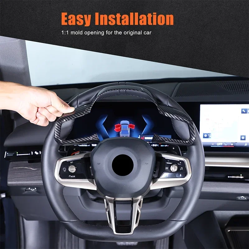 

Zinky Car Steering Wheel Button Decorative Cover for BMW 5 Series G60 2024 + ABS Carbon Fiber Pattern Interior Accessories 1 Pcs