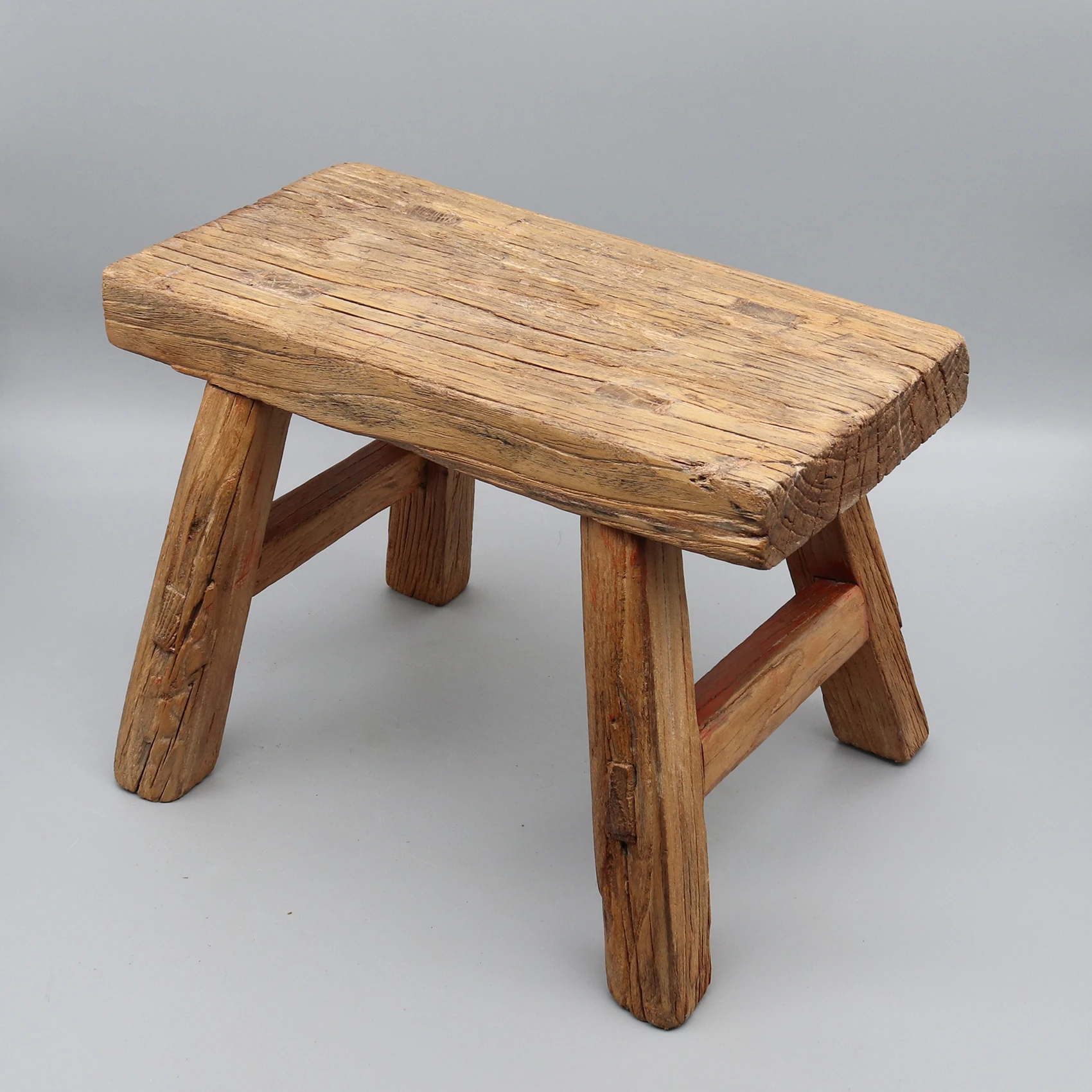 

Old Wooden Stool, Mortise and Tenon Jointed Bench, Chinese Antique