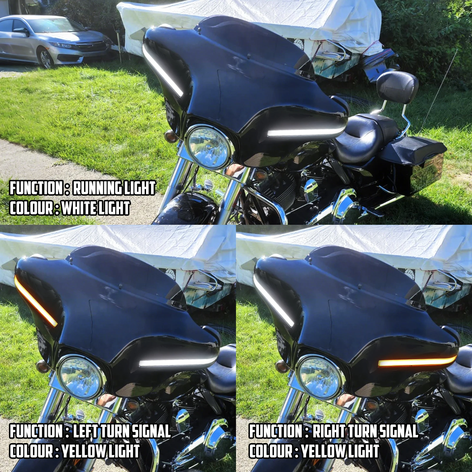 Headlight Fairing LED Outer Batwing Cover Turn Signal Light For Harley Touring CVO Street Electra Glide Ultra Limited 14-24