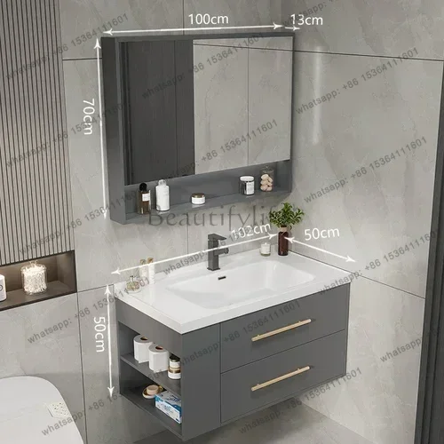YJ Sink Faucet Bathroom Cabinet Makeup Medicine Lithops Bathroom Cabinet Living Room Compact Minimalist Schrank Home Furniture