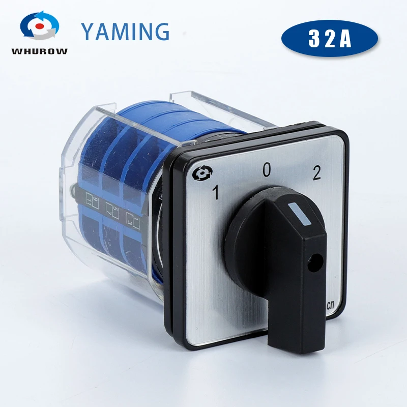 

Yaming Electric LW26-32/3 Changeover Rotary Cam Switch With Plastic Cover 660V 32A 3 Poles On-Off-On Control Motor LW28 YMW26